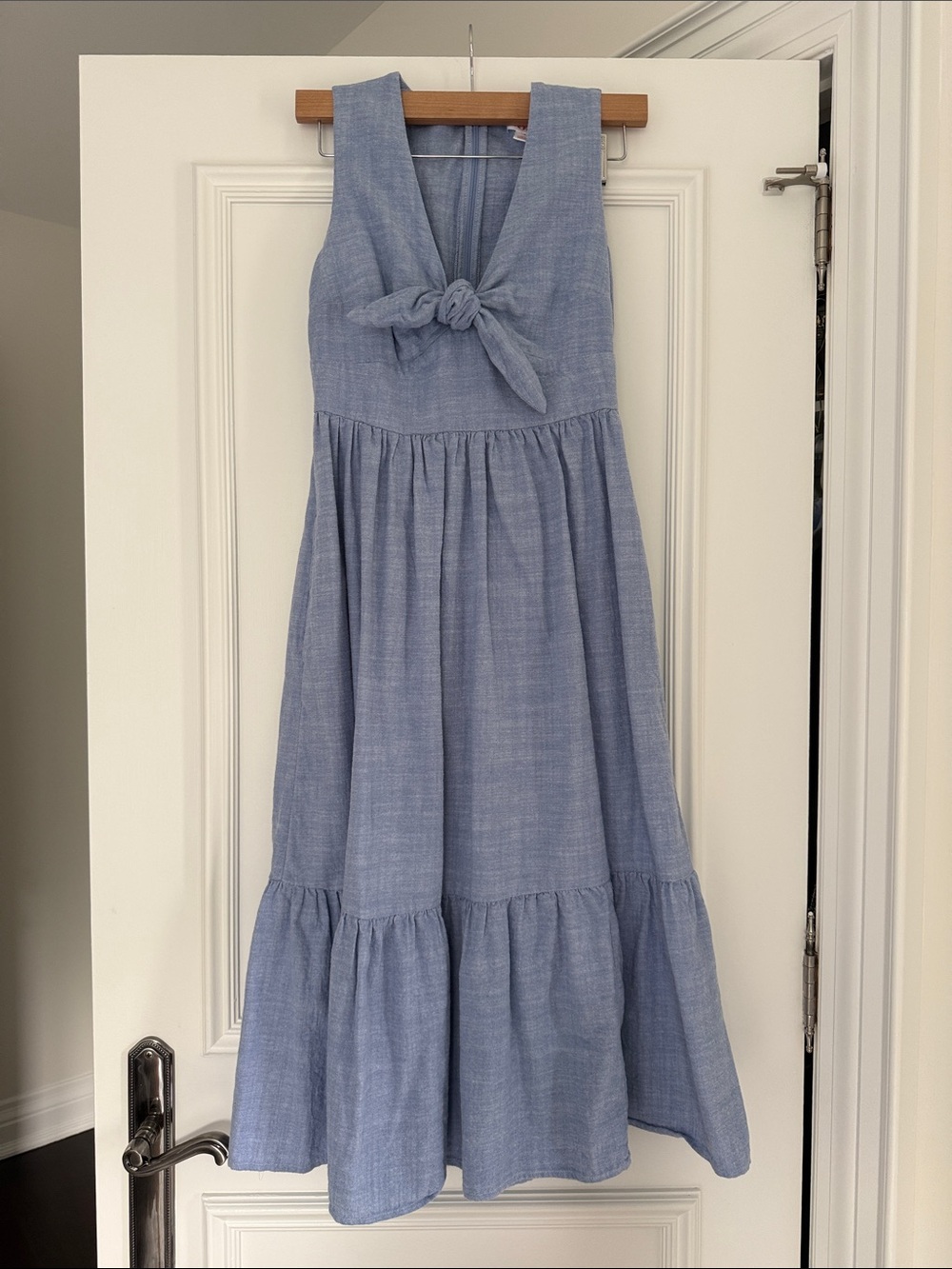 Joe Fresh Light Blue Tie-Front Tiered Sundress